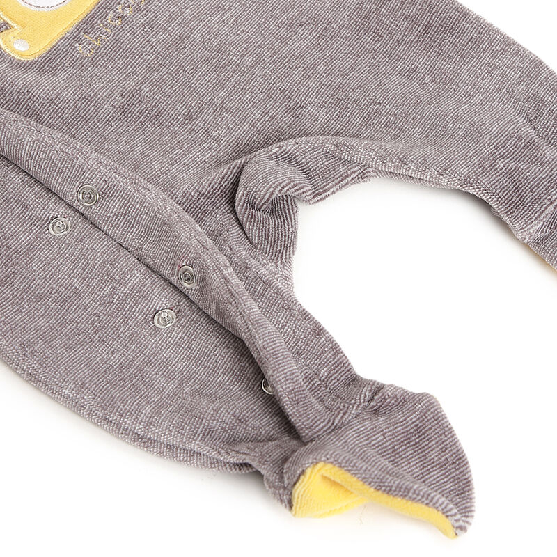 Infants Medium Grey Applique Front Opening Babysuit image number 3